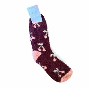 Cozy Light Blue, Cherry, and Polka Dot Patterned Socks - 3 Pairs
